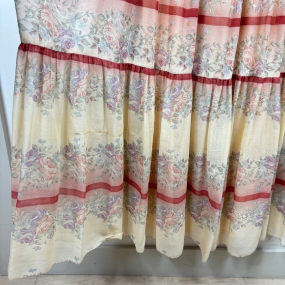 VTG 70s Prairie Dress 6 Maxi Long Sleeve Floral Tiered Cottage Milkmaid Fairy - Picture 5 of 15